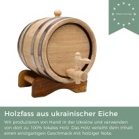 Holzfass Eiche 10L liegend ausgebrannt getoastet Whisky Likör Schnaps Eichenfass Weinfass