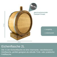 Eichenflasche 2 L - Holzflasche Trinkflasche Feldflasche