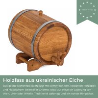 Eichenfass 15L liegend außen geölt Eichenfass Likörfass Weinfass ohne Dekor