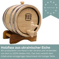 Holzfass Eiche 1L liegend Whiskyfass Likörfass Eichenfass