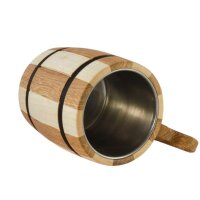 Holz Bierkrug Eiche Zweifarbig Edelstahl Einsatz 0,33 L Holzkrug Humpen Becher