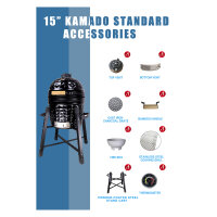 Kamado BBQ Grill 15" Schwarz