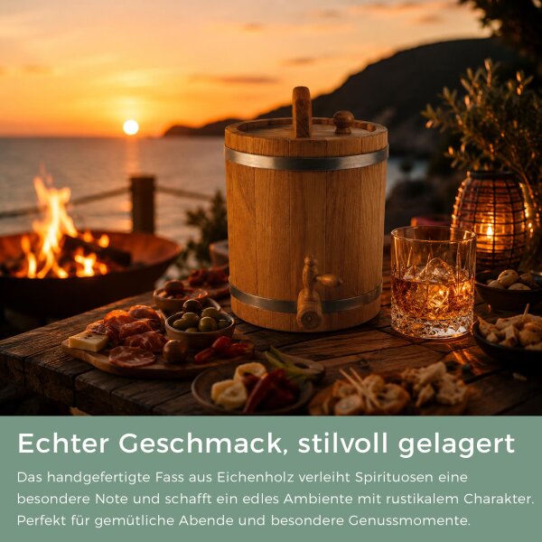 Waldmeister Eichenfass 10L - Holzfass stehend - Weinfass geölt - Whiskyfass