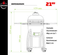 Kamado Keramik Grill 21" | Kugelgrill | Holzkohlegrill