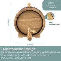 Holzfass Eiche 5L liegend ausgebrannt getoastet Whisky Likör Eichenfass Weinfass Fass