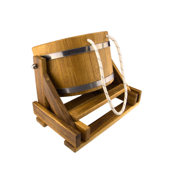 Sauna Schwalldusche Eiche 10 L Schwalleimer mit Schlauchanschluss