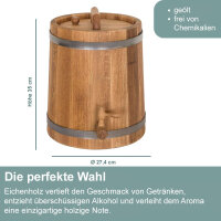 Eichenfass 10L stehend außen geölt - Weinfass Whiskyfass Holzfass