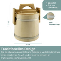 Holzkübel mit Deckel Linde 0,5L - Holzfass Dekofass Lagerkübel Lindenholz Fass Kübel